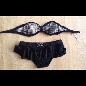 Reposhing this gorgeous Victoria's Secret Black and White Striped Bikini